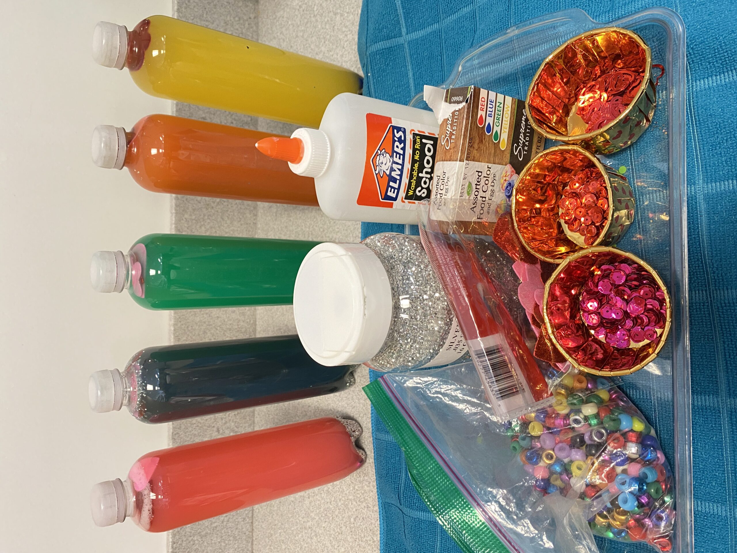 sensory bottle materials. Create your own sensory bottles with a few materials!